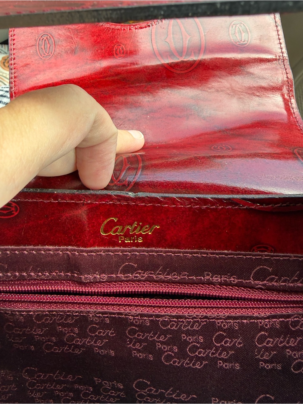 Cartier Deep Red Leather Shoulder Bag - Picture 2 of 14